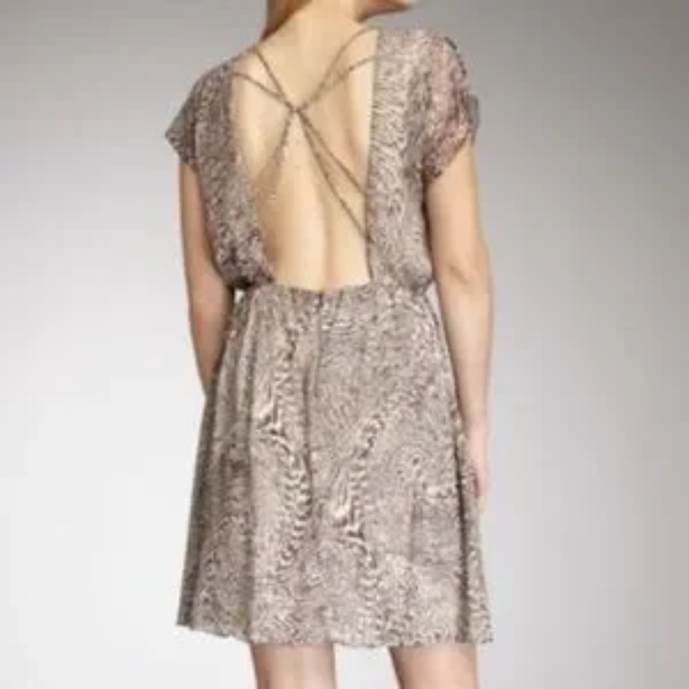 -Alice + Olivia Kimber Animal Print Silk Mini Dress Sz S **
